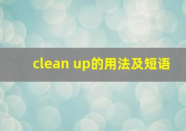 clean up的用法及短语